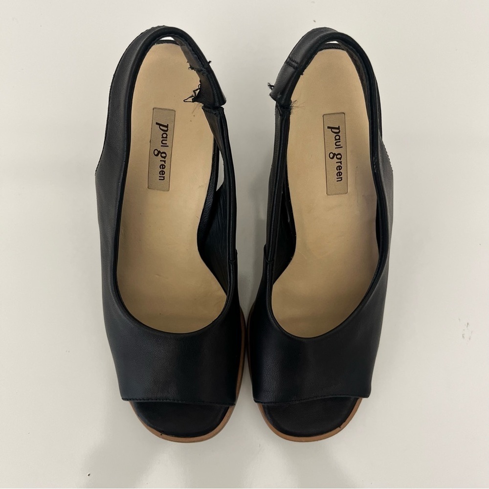 PAUL GREEN Savanah Slingback Peep Toe Leather Sandals in Black Women US 5 - Picture 5 of 13